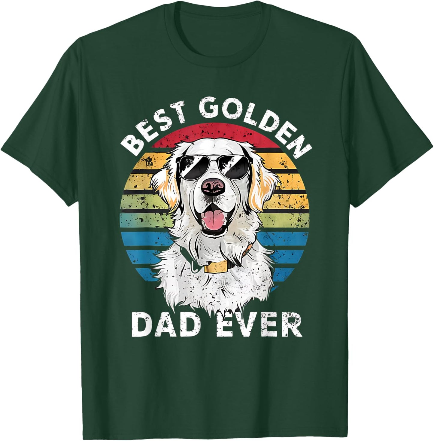 Best Golden Dad Ever White English Cream Golden Retriever T-Shirt - T-Shirt | Forest