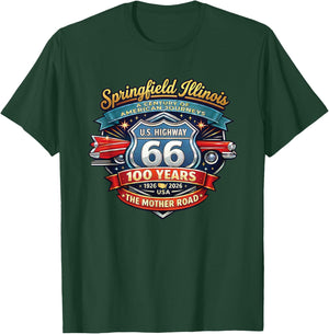Springfield Illinois U.S. Highway 66 100th Anniversary T-Shirt - T-Shirt | Forest