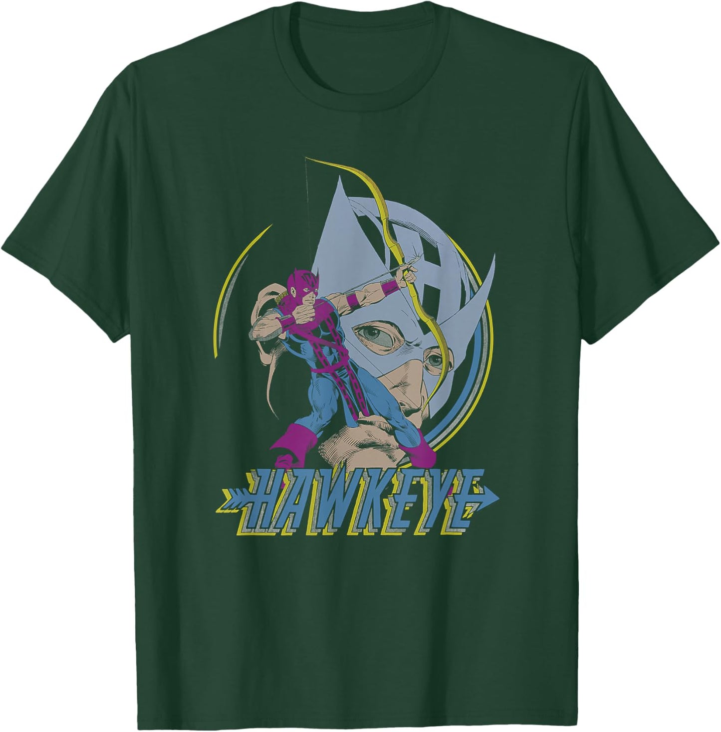 Marvel Comics Avengers Hawkeye Classic Ready Aim Fire T-Shirt - T-Shirt | Forest