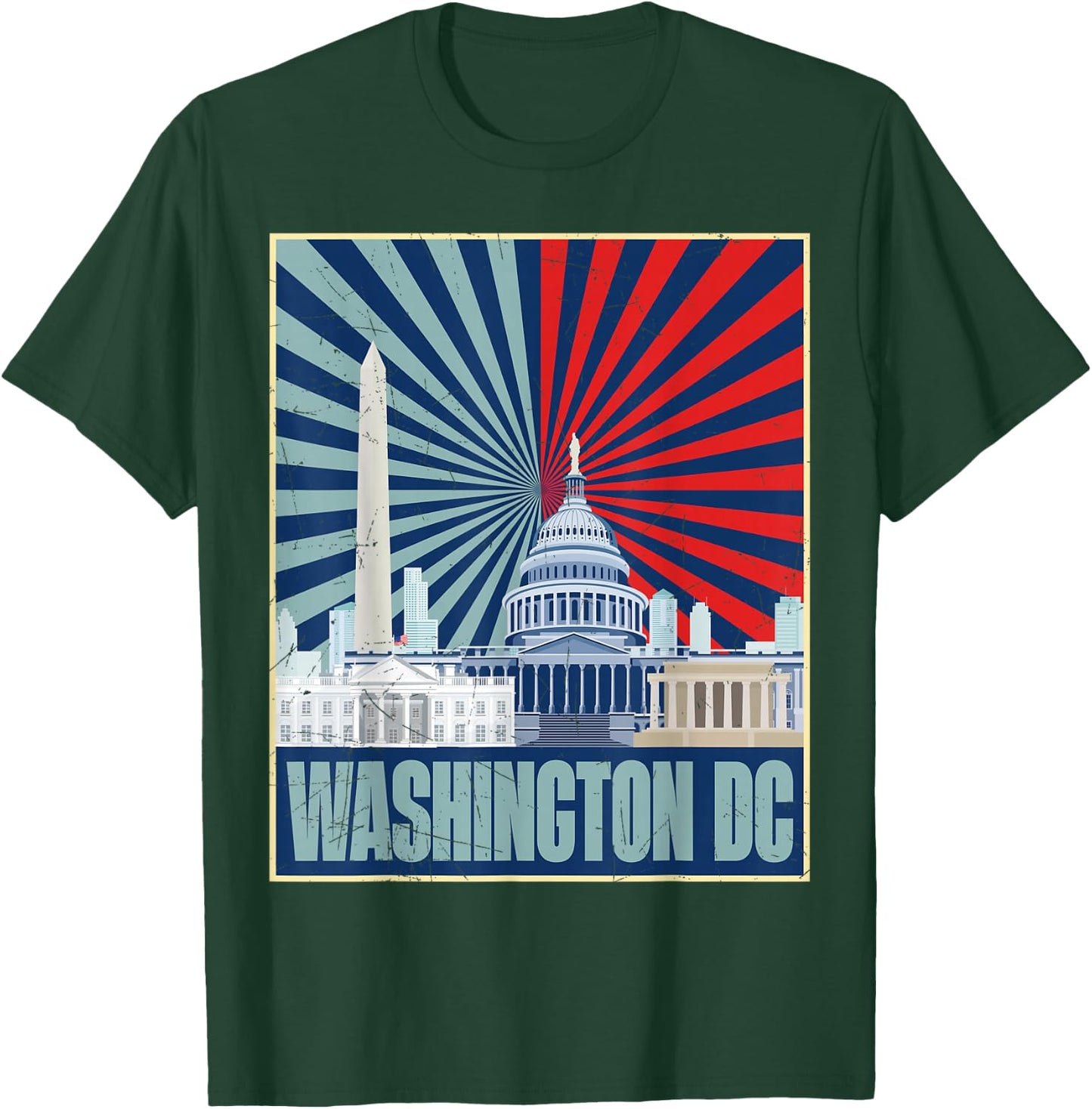 Retro Capitol Hill Washington DC American Flag 4th Of July T-Shirt - T-Shirt | Forest