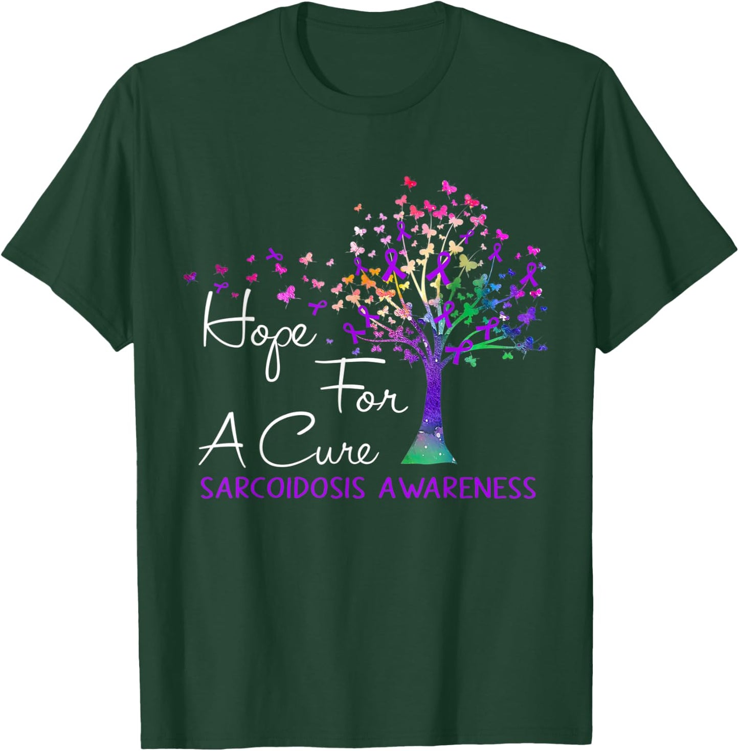 Hope For A Cure Sarcoidosis Awareness Tree Ribbon T-Shirt - T-Shirt | Forest