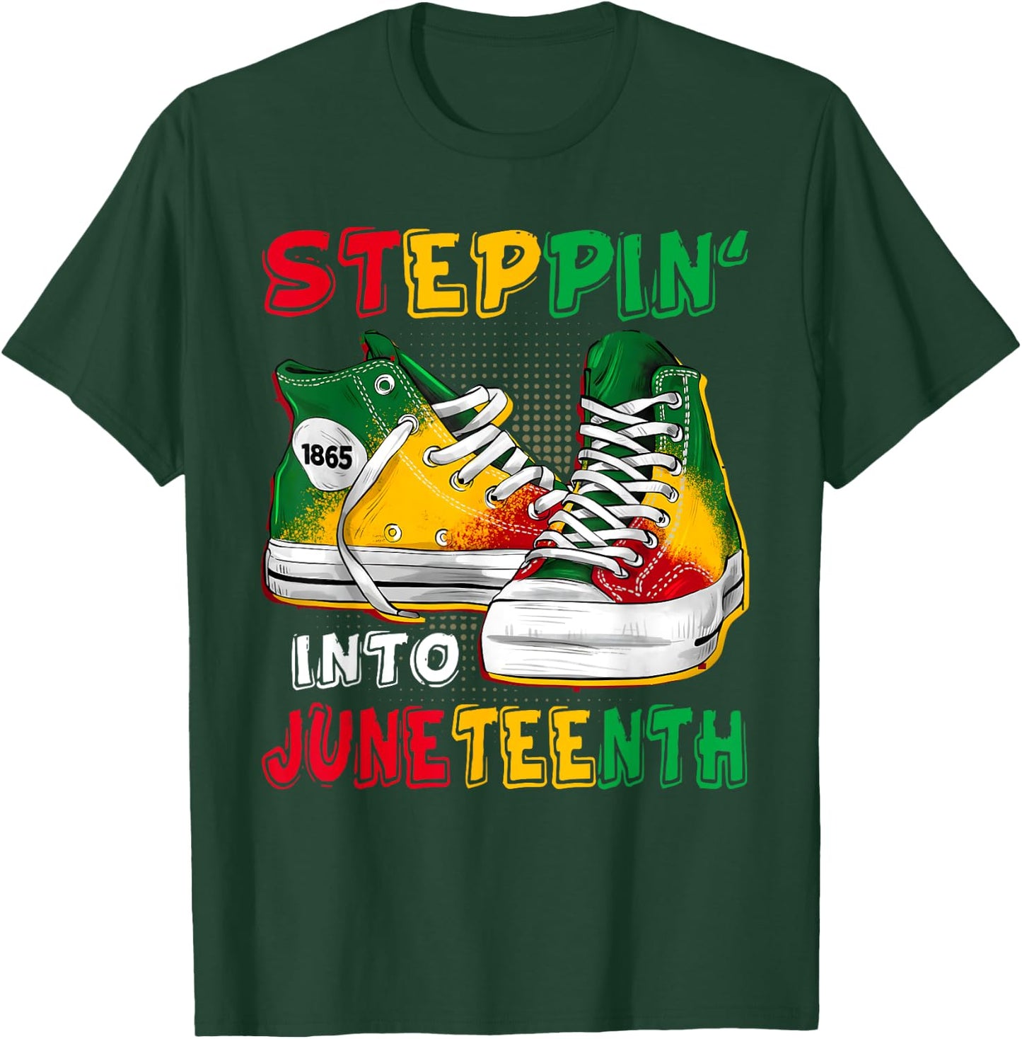 Stepping Into Juneteenth Afro Woman Black Girls Sneakers Men T-Shirt - T-Shirt | Forest