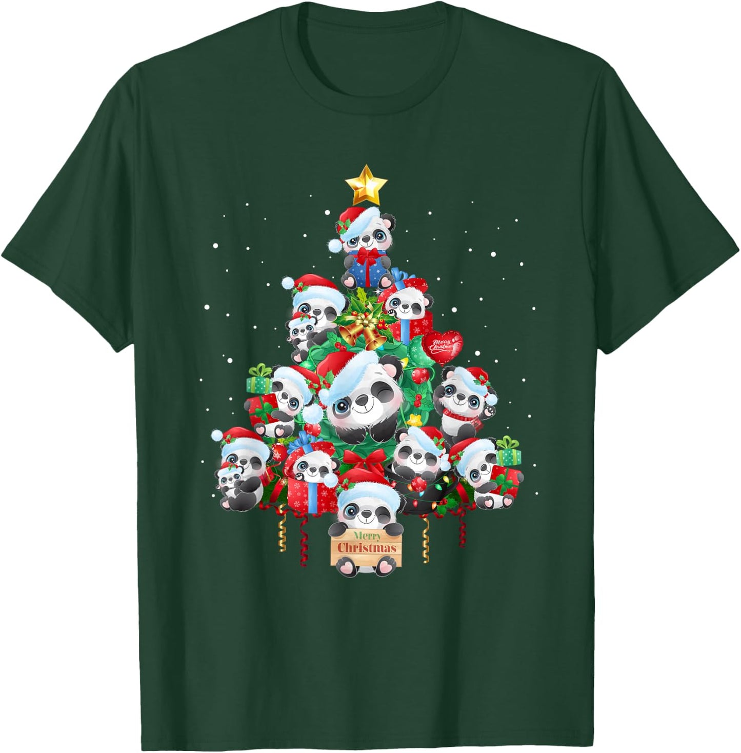 Kids Cute Panda Christmas Tree Pet Panda Lover Christmas T-Shirt - T-Shirt | Forest