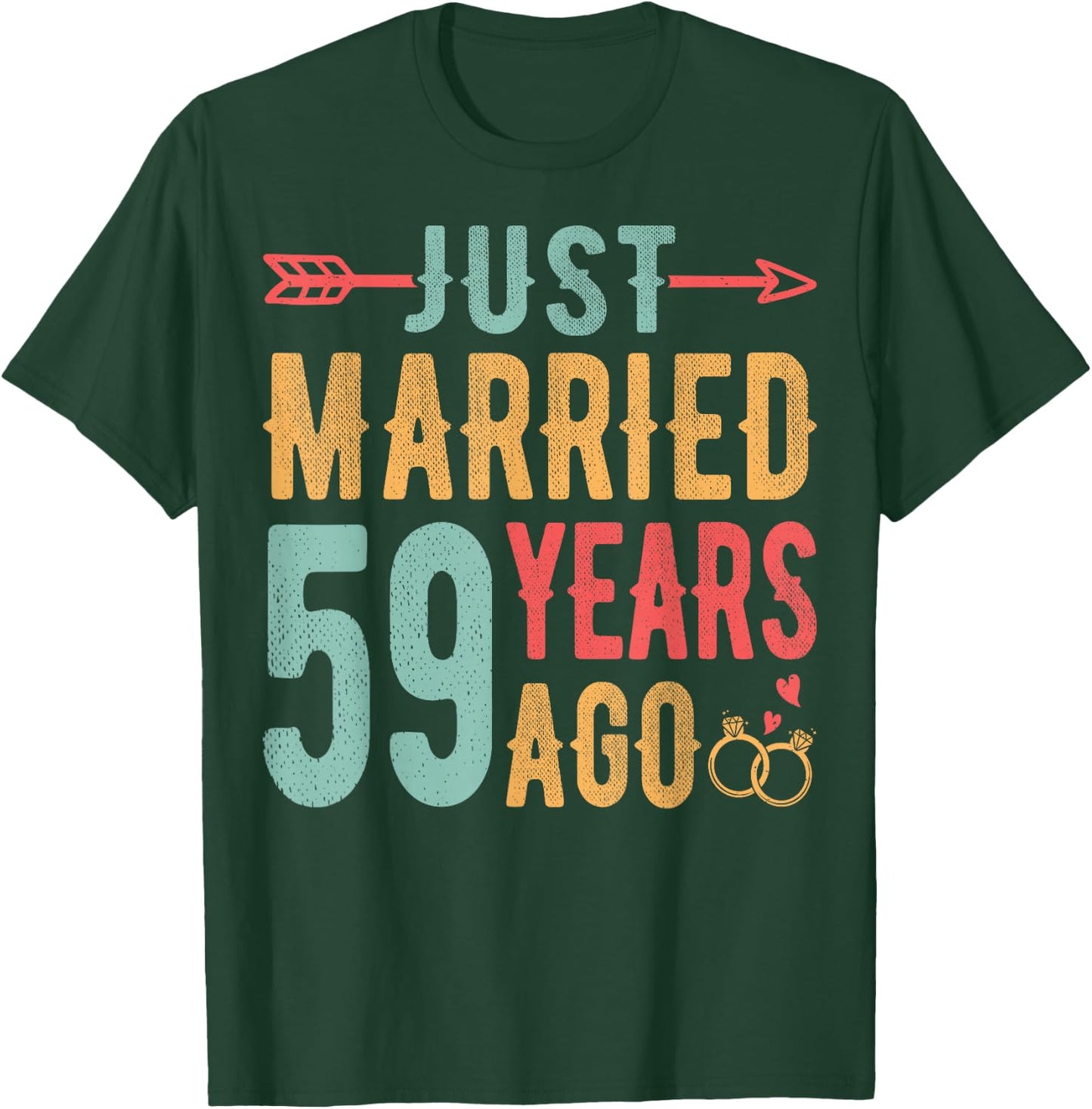 Just Married 59 Years Ago - 59th Wedding Anniversary Couple T-Shirt - T-Shirt | Forest