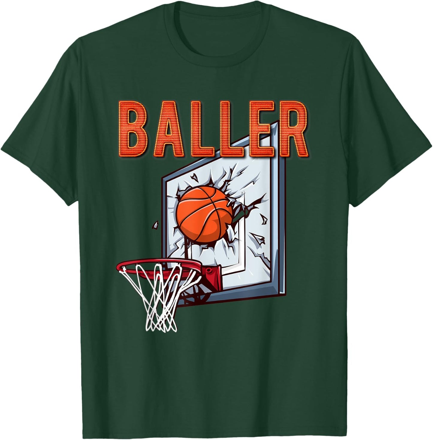 BALLER Funny Basketball Shattered Backboard Gift T-Shirt - T-Shirt | Forest