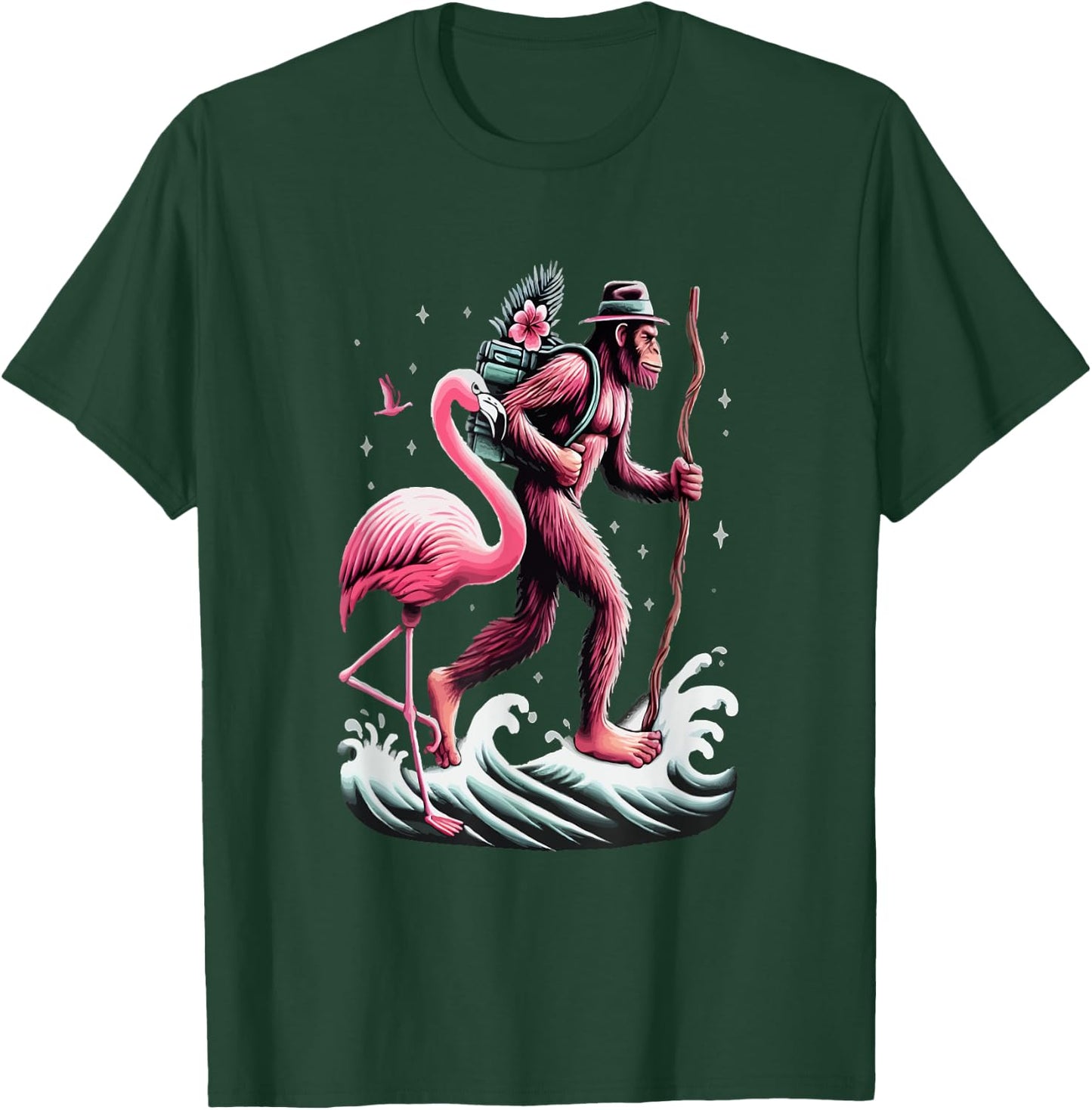 Flamingo Bigfoot Back To School T-Shirt - T-Shirt | Forest