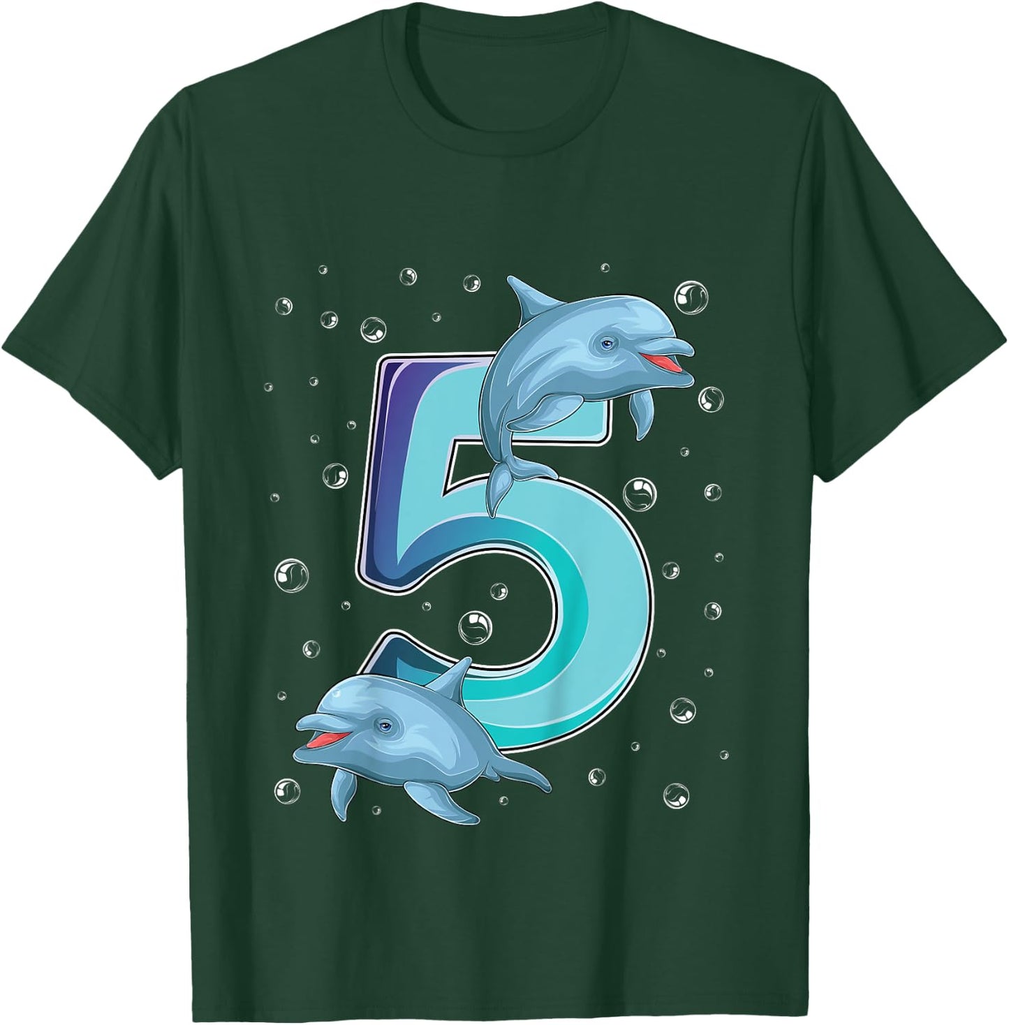5 Year Old Dolphin 5th Birthday Girl Party Dolphin Lover T-Shirt - T-Shirt | Forest