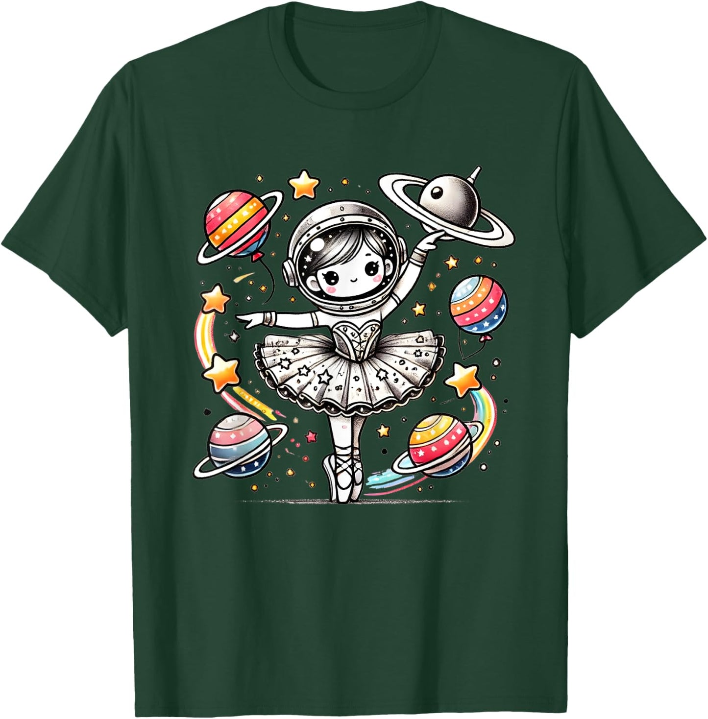 Ballerina Girl Space Astronaut T-Shirt - T-Shirt | Forest