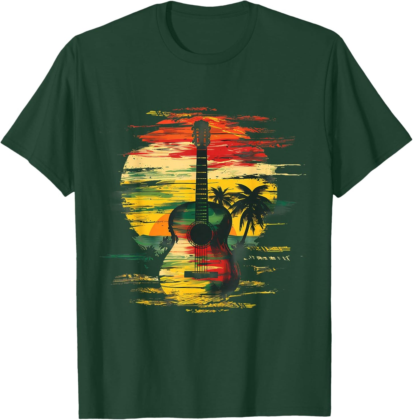 Reggae Music Guitar Rastafarian Roots Rasta Jamaican T-Shirt - T-Shirt | Forest