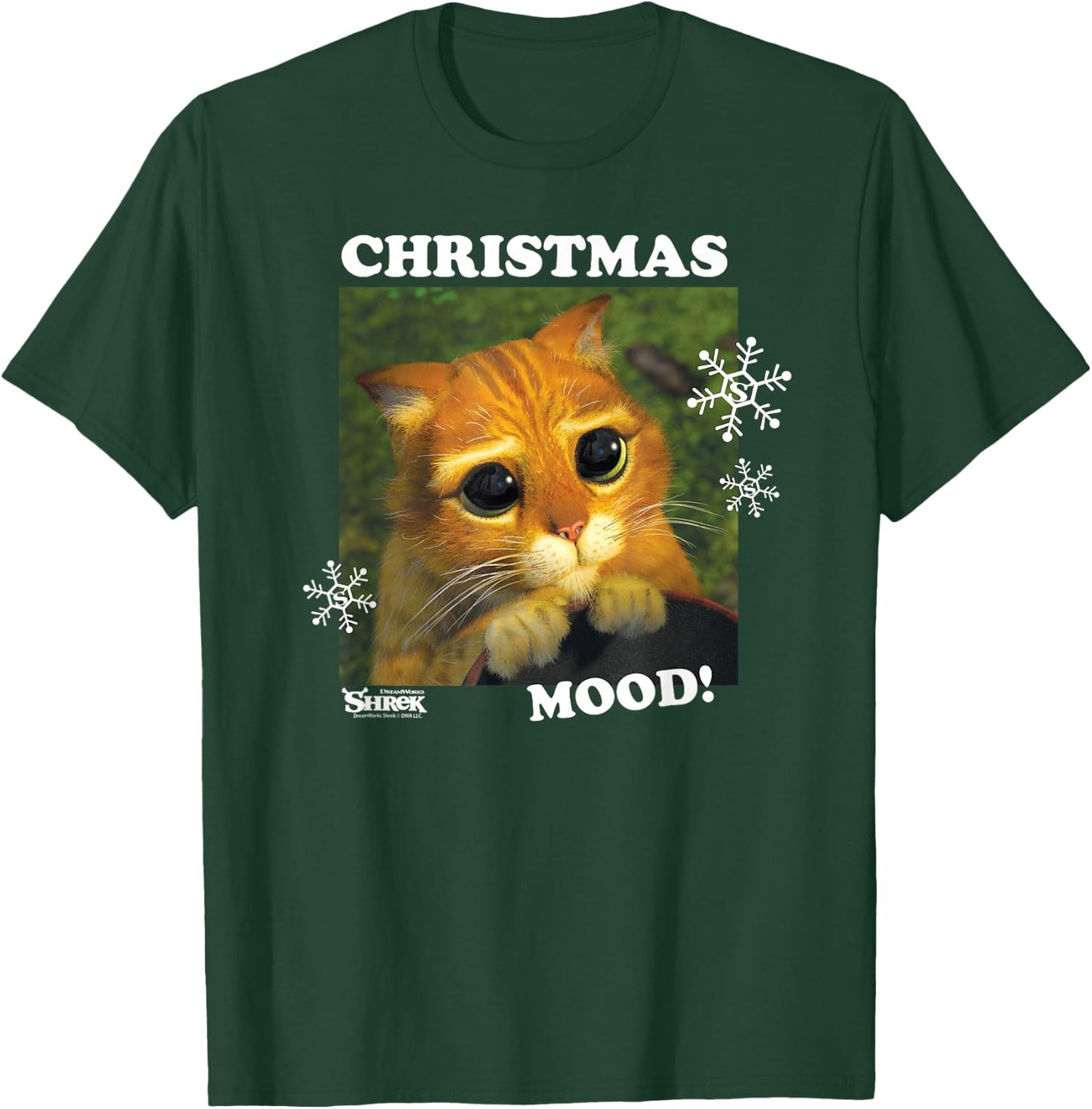Shrek Christmas Mood Puss In Boots T-Shirt - T-Shirt | Forest