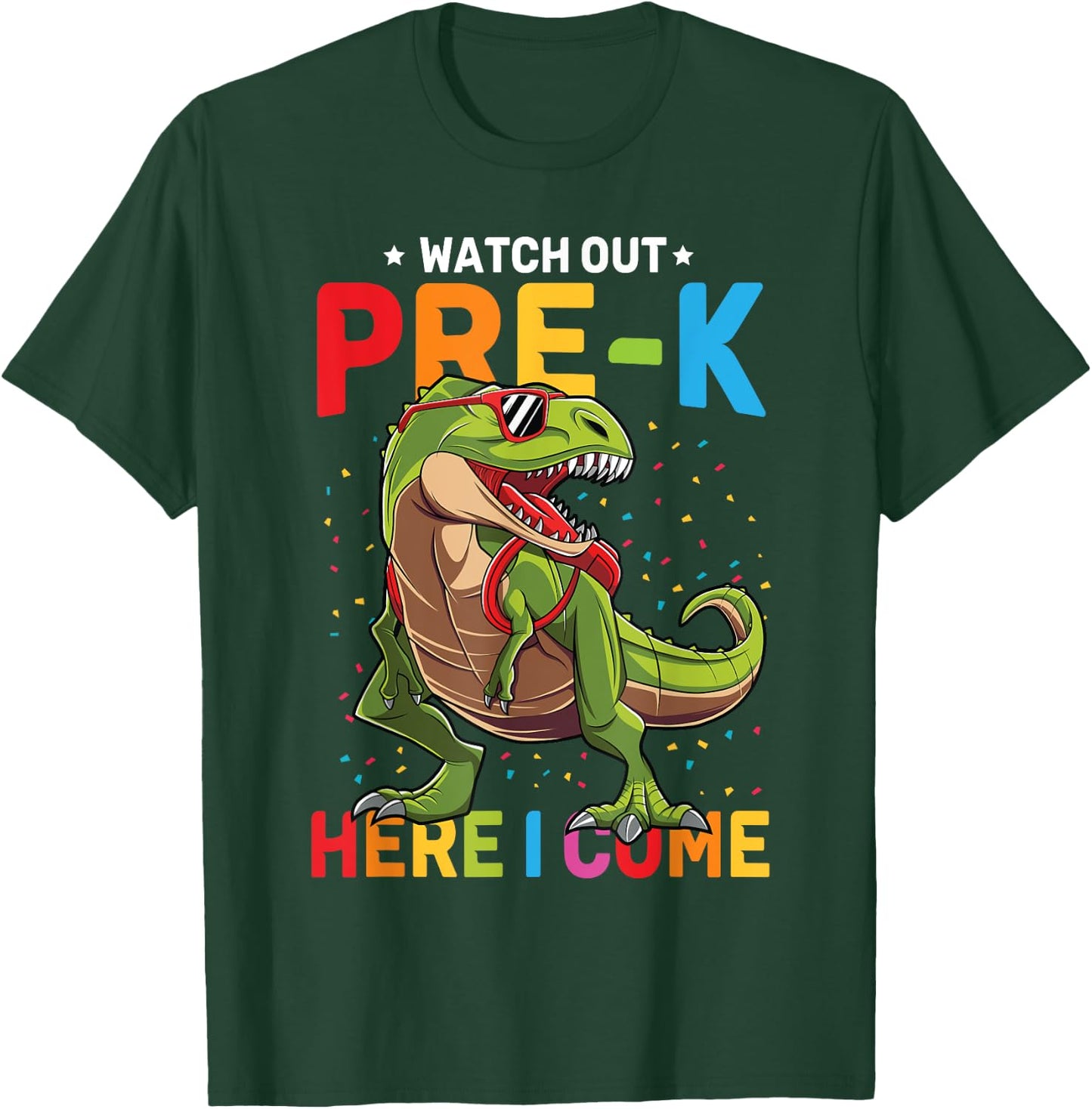 Watch Out Pre-K Here I Come Dinosaur Back to School Boys T-Shirt - T-Shirt | Forest