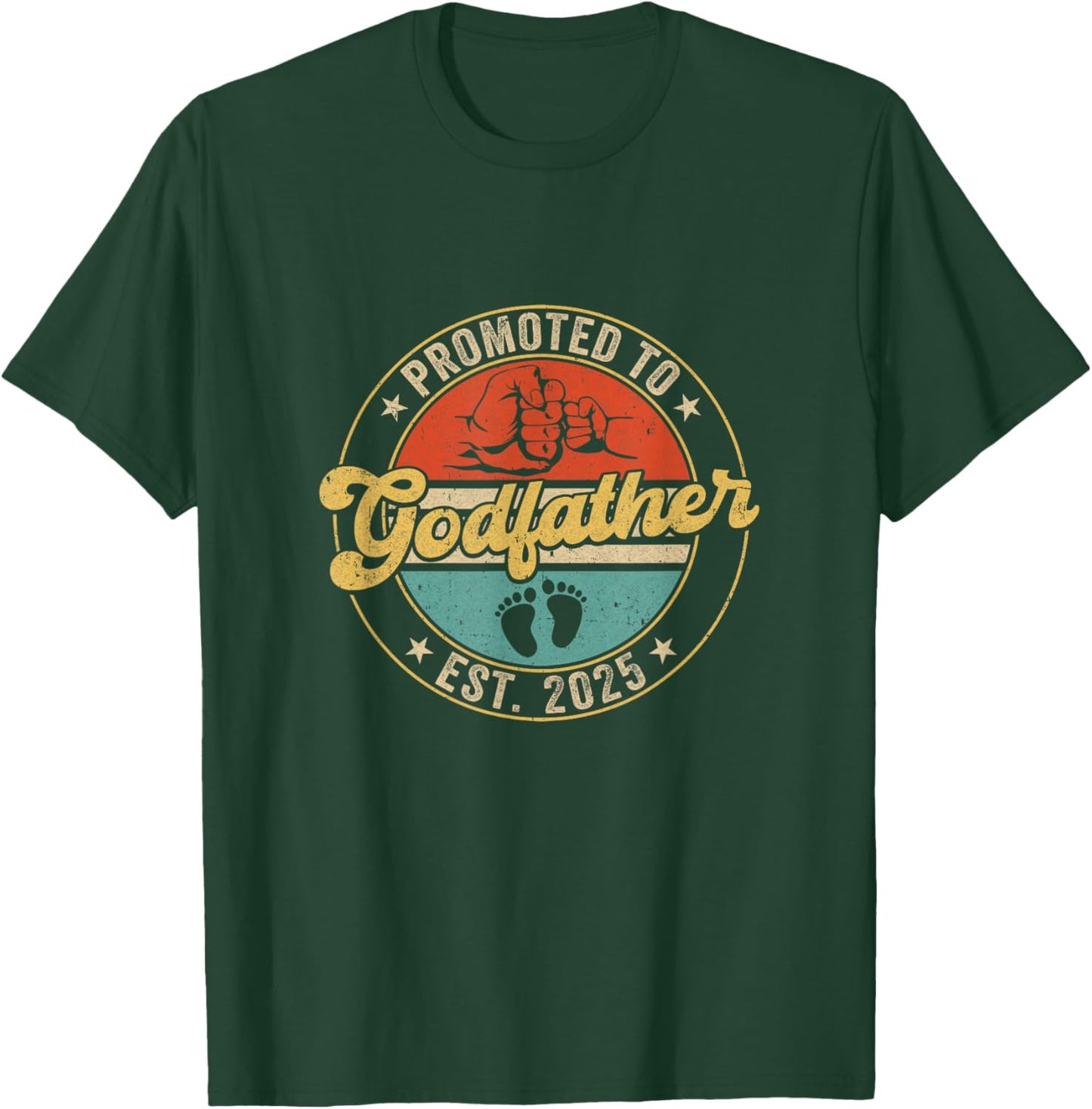 Promoted To Godfather 2025 Pregnancy New First Uncle Retro T-Shirt - T-Shirt | Forest