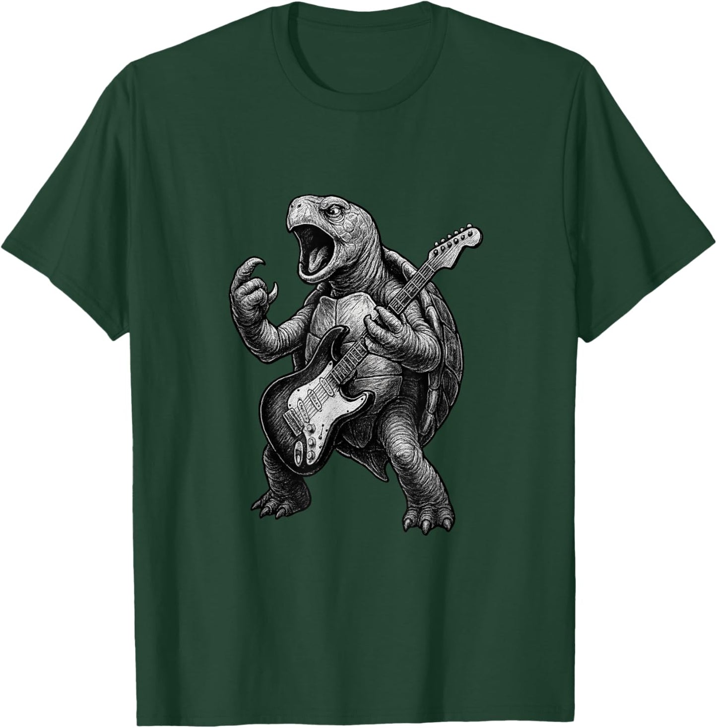 Turtle Playing Electric Guitar Rock Music Lover T-Shirt - T-Shirt | Forest