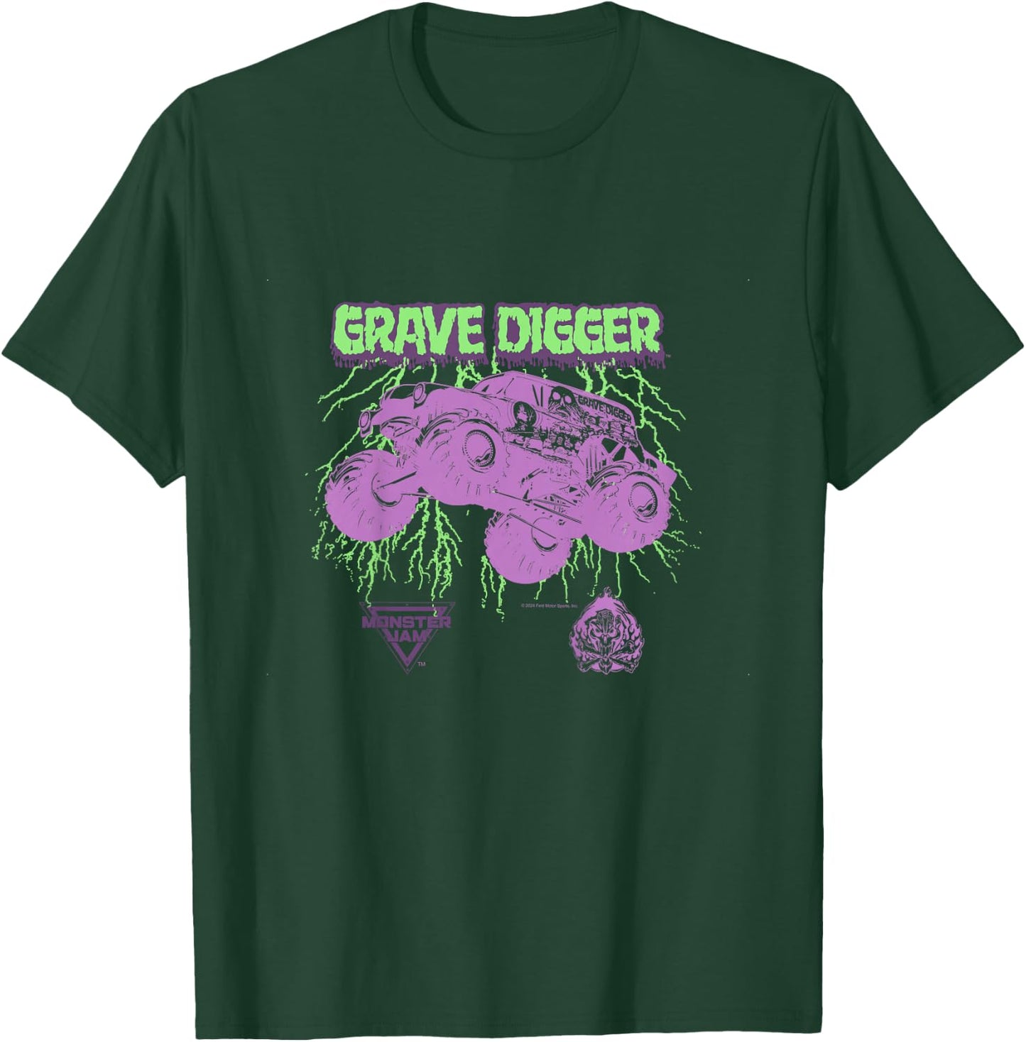 Monster Jam Kids Grave Digger Lightning T-Shirt - T-Shirt | Forest