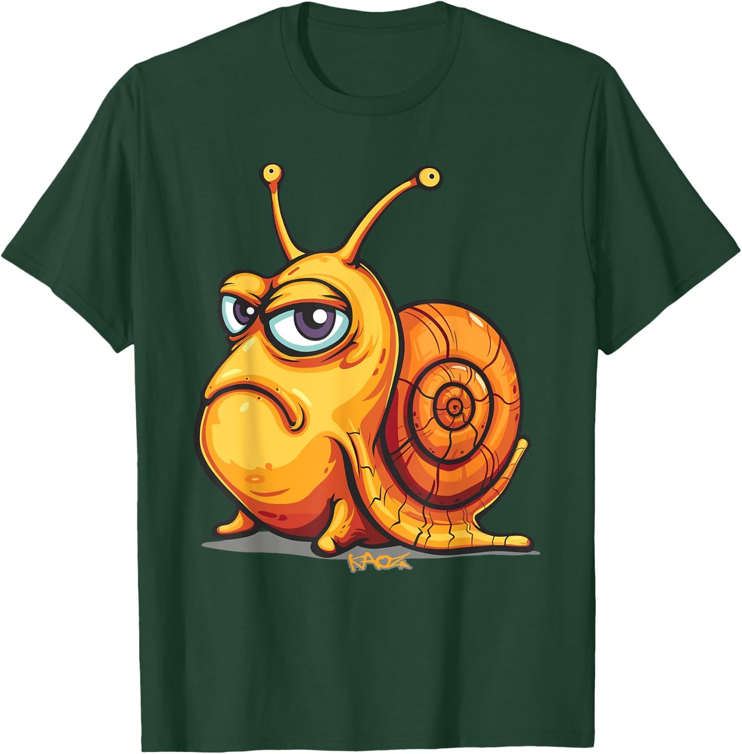Funny evil grimace, cartoon snail with bad mood T-Shirt - T-Shirt | Forest