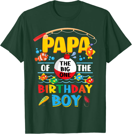 Papa of The Big One Fishing 1st Birthday Ofishally Family T-Shirt - T-Shirt | Forest