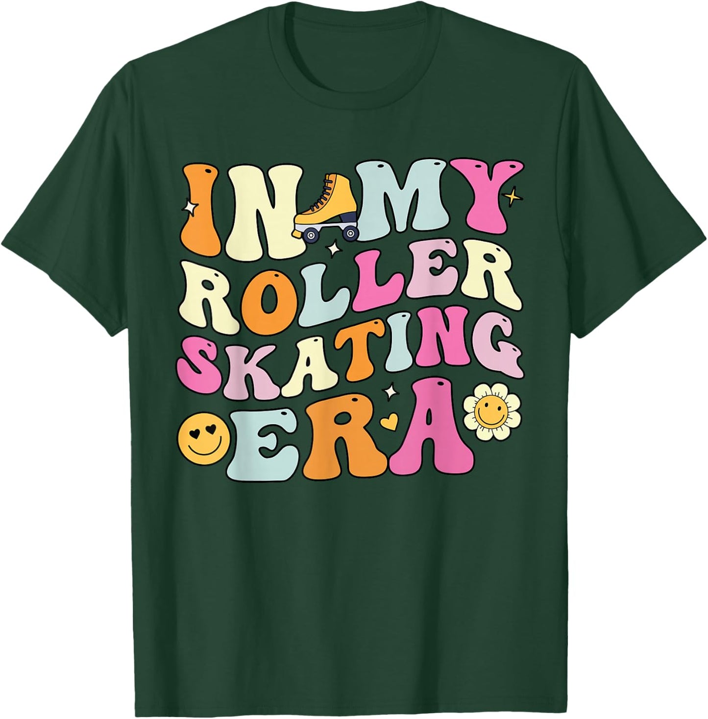 In My Roller Skating Era, Groovy Roller Skaters T-Shirt - T-Shirt | Forest