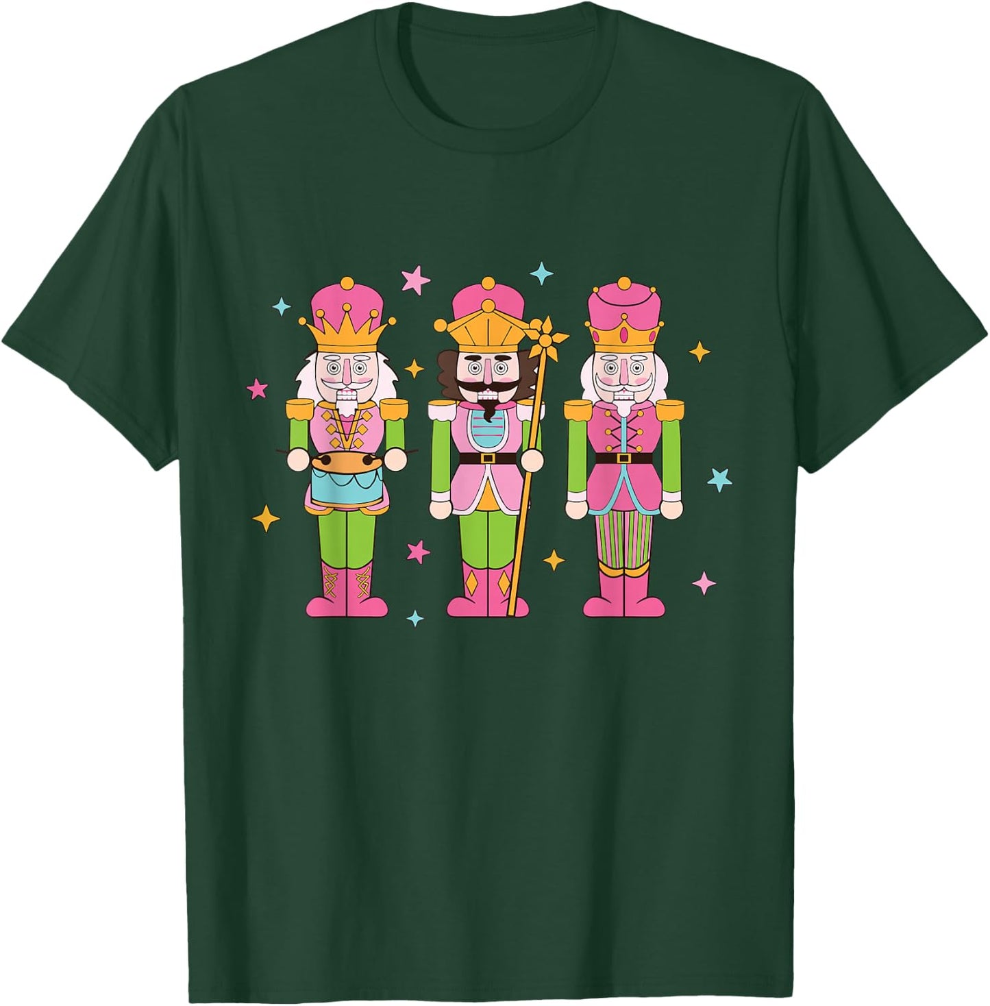 Vintage Pink Nutcracker Squad Women Girl Kids Pink Christmas T-Shirt - T-Shirt | Forest