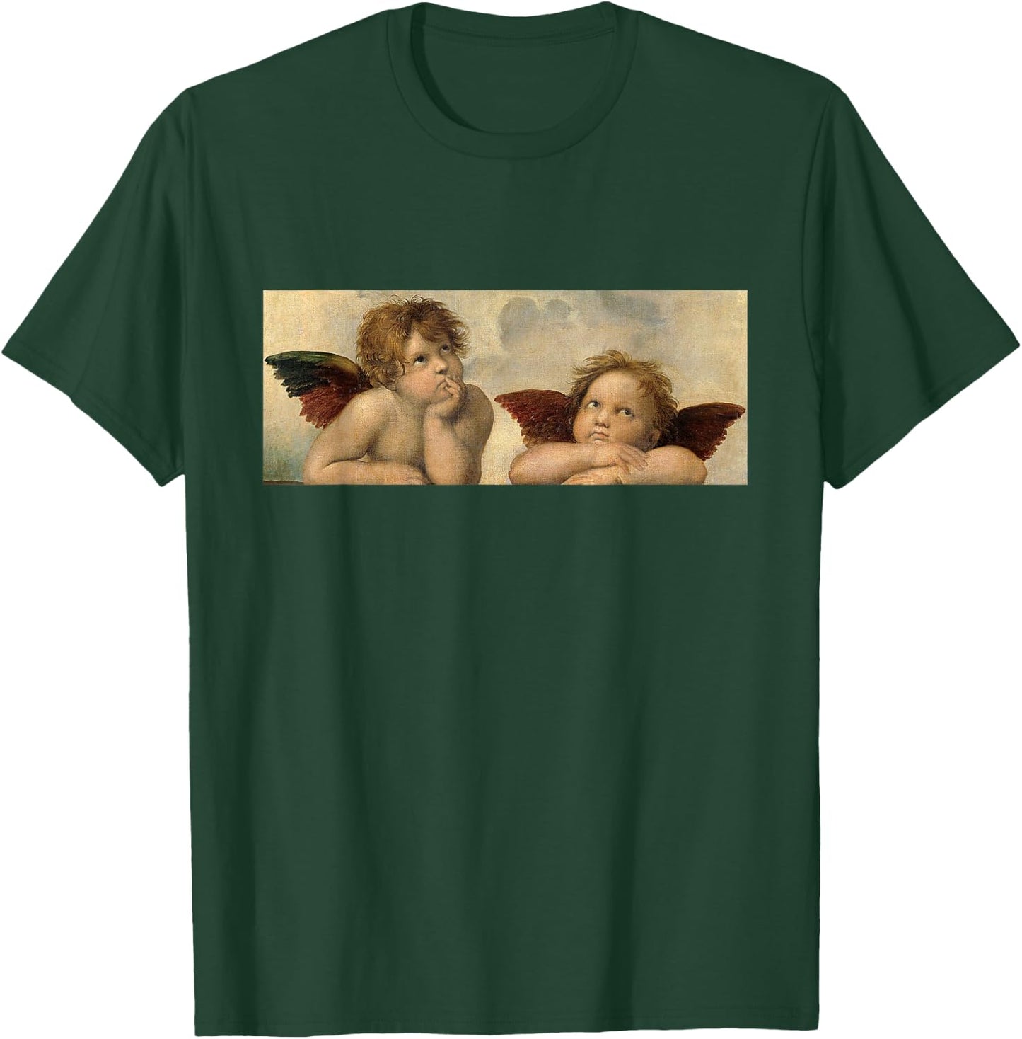 Raffaels Angel Sixtinian Madonna Renaissance Painting Art T-Shirt - T-Shirt | Forest