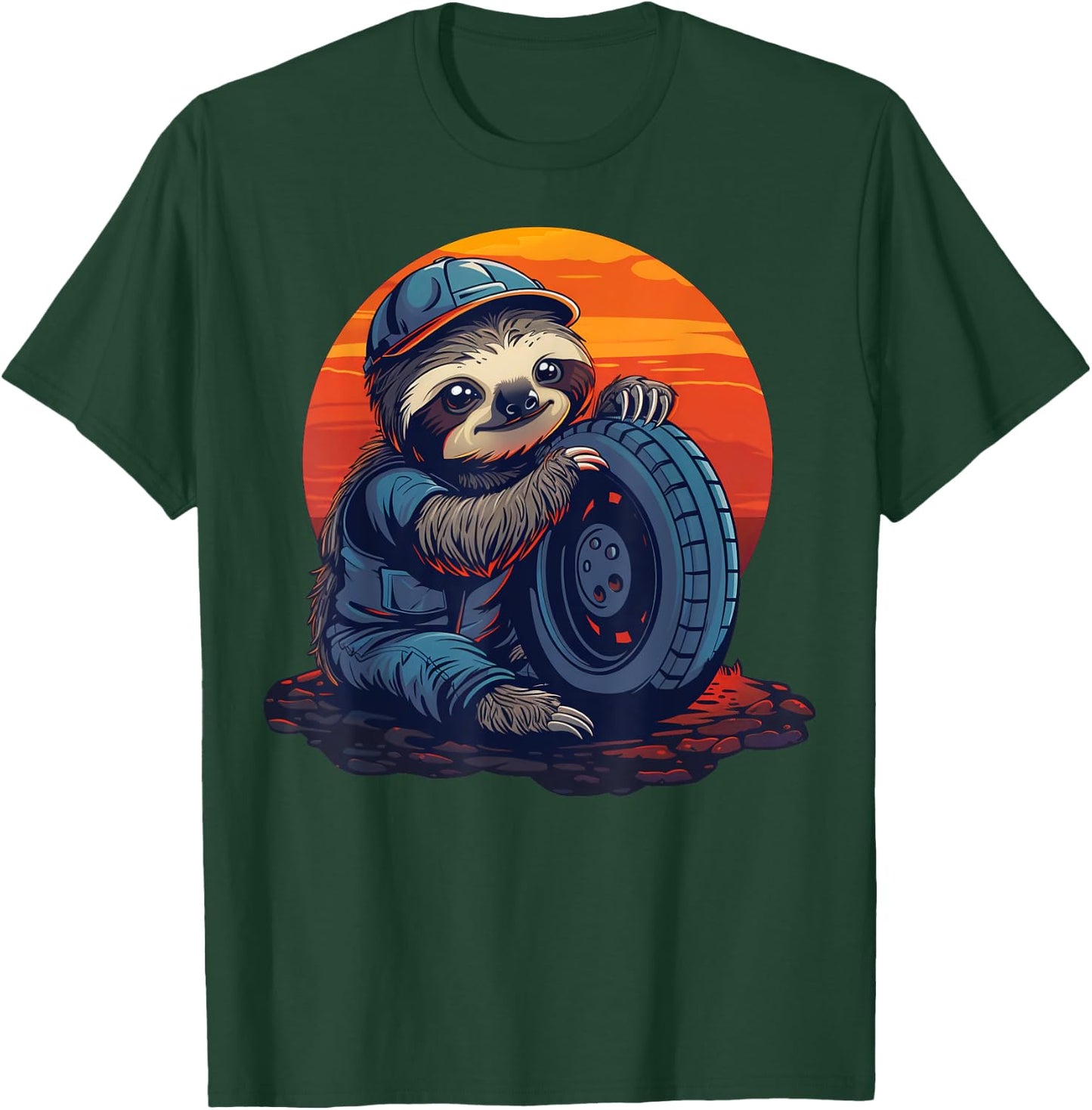 Funny Lazy Sloth Automotive mechanic T-Shirt - T-Shirt | Forest
