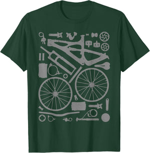 Mountain Bike Parts MTB Bicycle Cycling Downhill Biker T-Shirt - T-Shirt | Forest