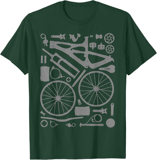 Mountain Bike Parts MTB Bicycle Cycling Downhill Biker T-Shirt - T-Shirt | Forest
