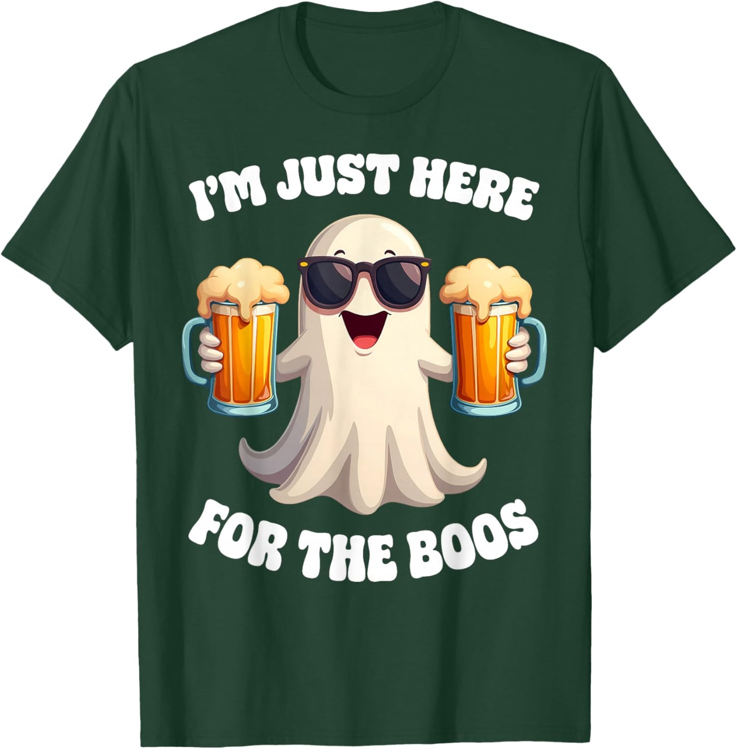 Funny I'm Just Here For The Boos Adult Halloween Costume T-Shirt - T-Shirt | Forest