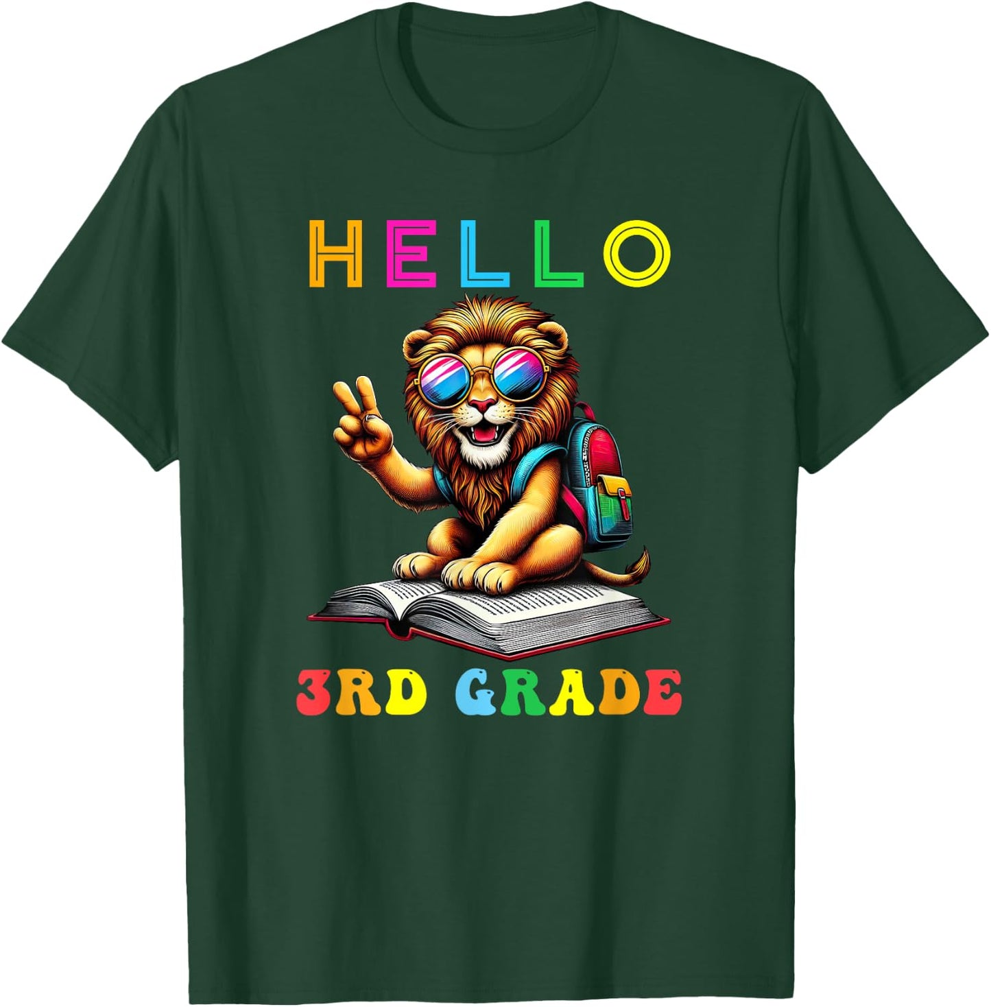 Hello Third Grade Lion Lover Back to School Kids Boy Girl T-Shirt - T-Shirt | Forest