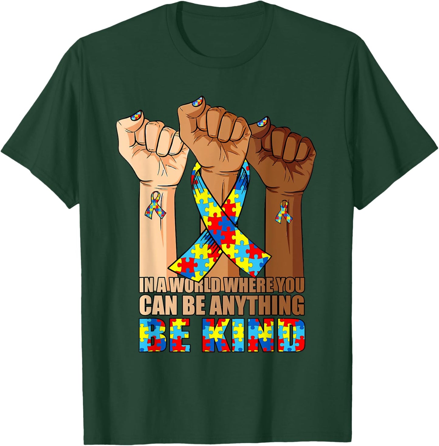 In April We Wear Blue Autism Awareness Month Be Kind Autism T-Shirt - T-Shirt | Forest