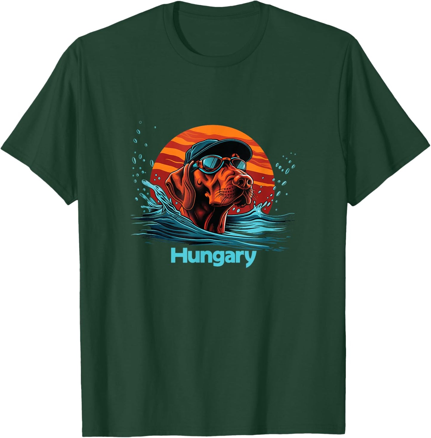 Cool Swimming Vizsla Dog - Hungary Souvenir Men Women Girls Kids T-Shirt - T-Shirt | Forest