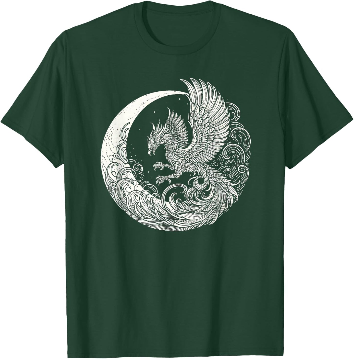 Phoenix and Moon Graphic Design and Men T-Shirt - T-Shirt | Forest