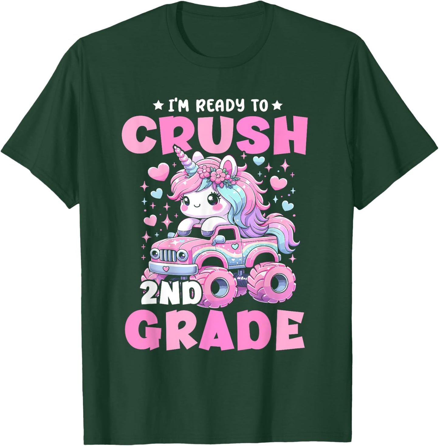 I'm Ready To Crush 2nd Grade Unicorn Back To School Girls T-Shirt - T-Shirt | Forest