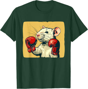 Cute white Rat with red boxing Gloves Costume T-Shirt - T-Shirt | Forest