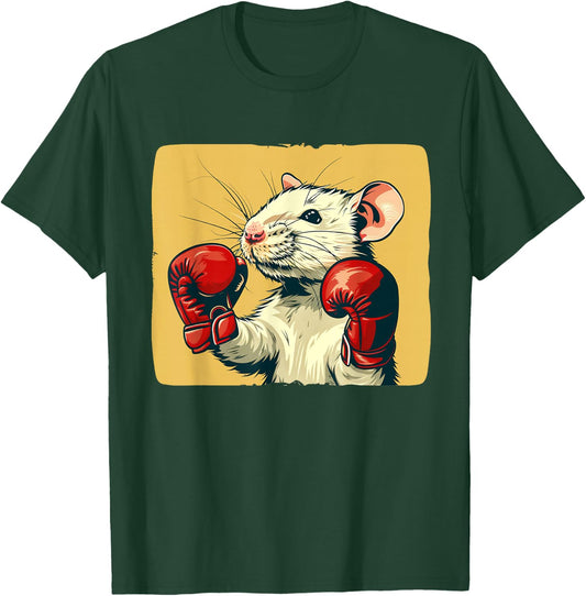 Cute white Rat with red boxing Gloves Costume T-Shirt - T-Shirt | Forest