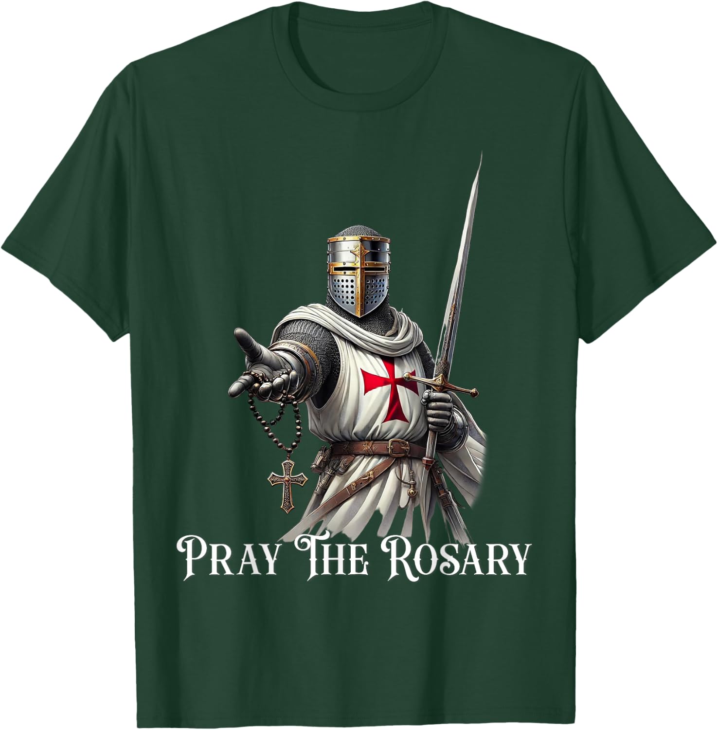 Catholic Knight Templar Latin Crusader Cross T-Shirt - T-Shirt | Forest