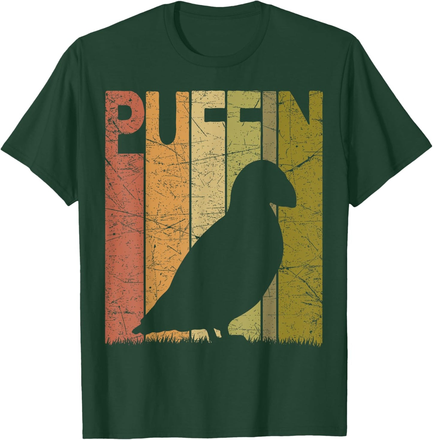 Puffin Vintage Birdwatching Puffin Retro Ornithology Birding T-Shirt - T-Shirt | Forest