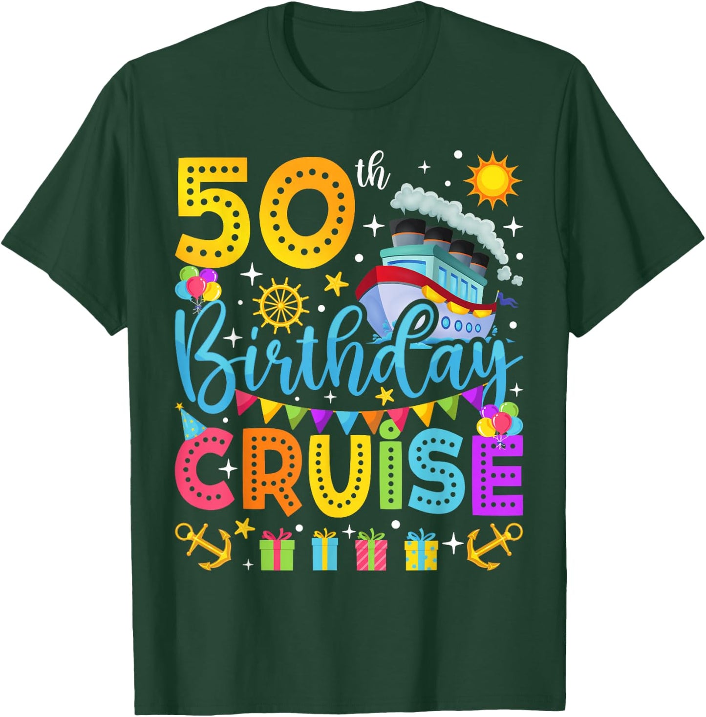 50th Birthday Cruise Cruising Lover 50 Years Old Bday Party T-Shirt - T-Shirt | Forest