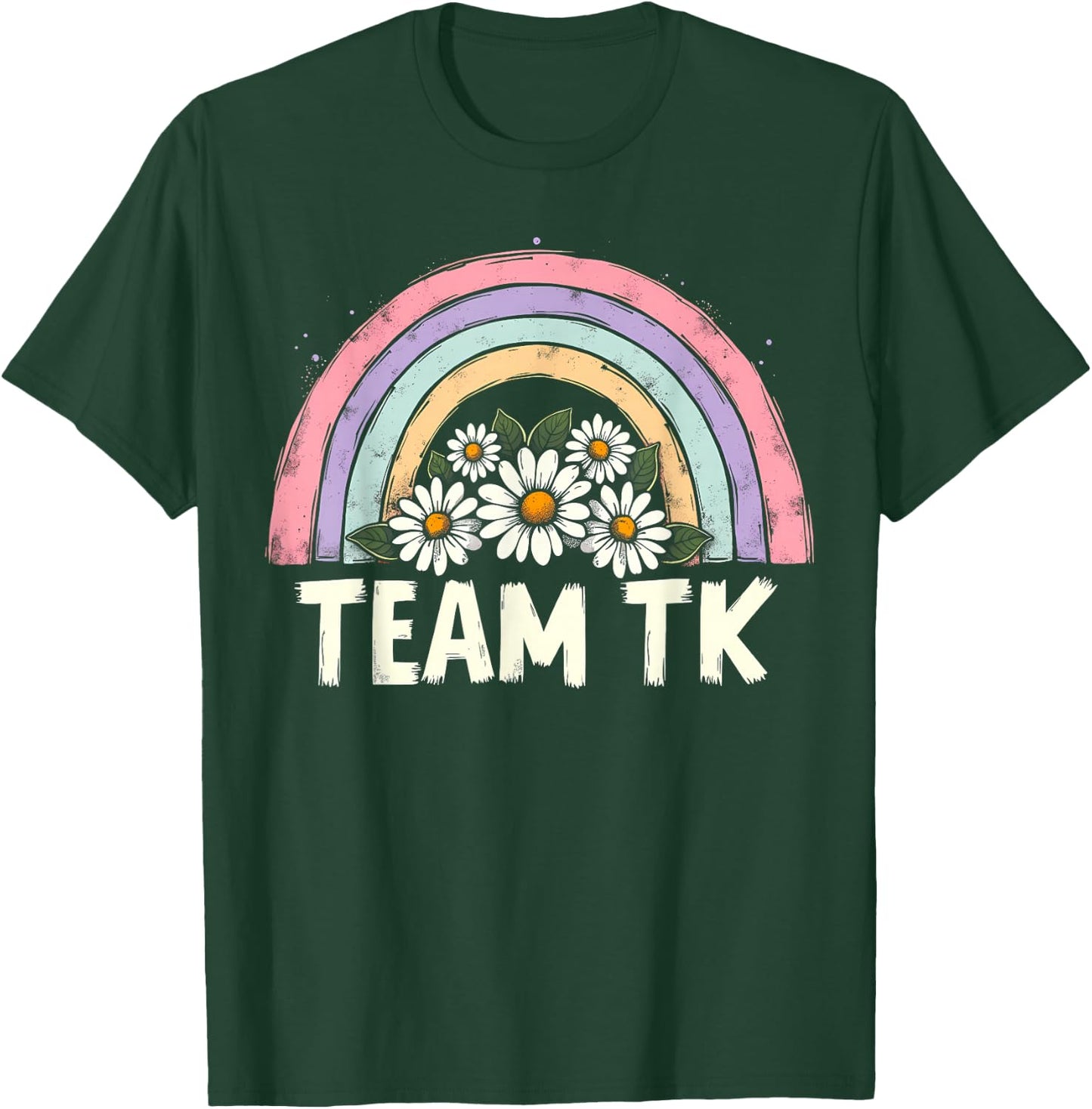 Team TK Retro Teacher Daisy Colorful - TK School Back Design T-Shirt - T-Shirt | Forest