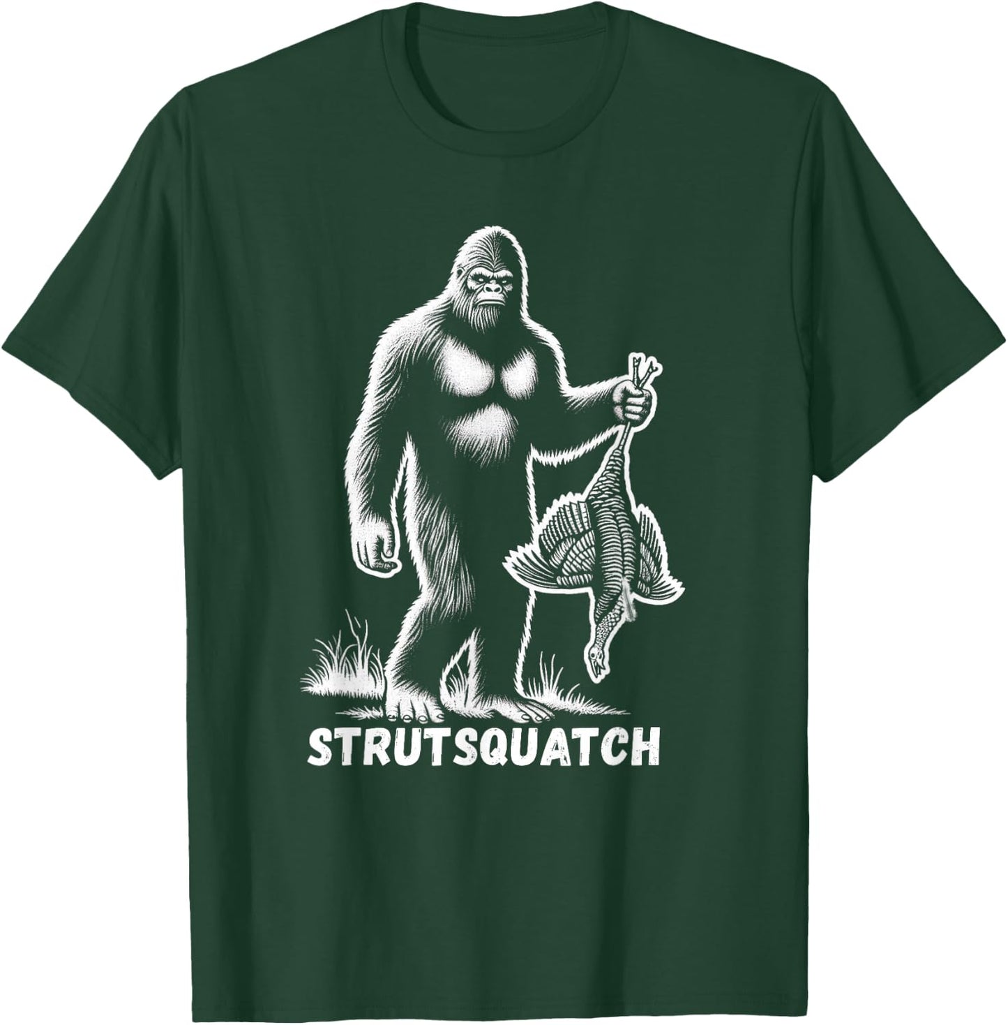 Strutsquatch Bigfoot Sasquatch Funny Youth Turkey Hunting T-Shirt - T-Shirt | Forest