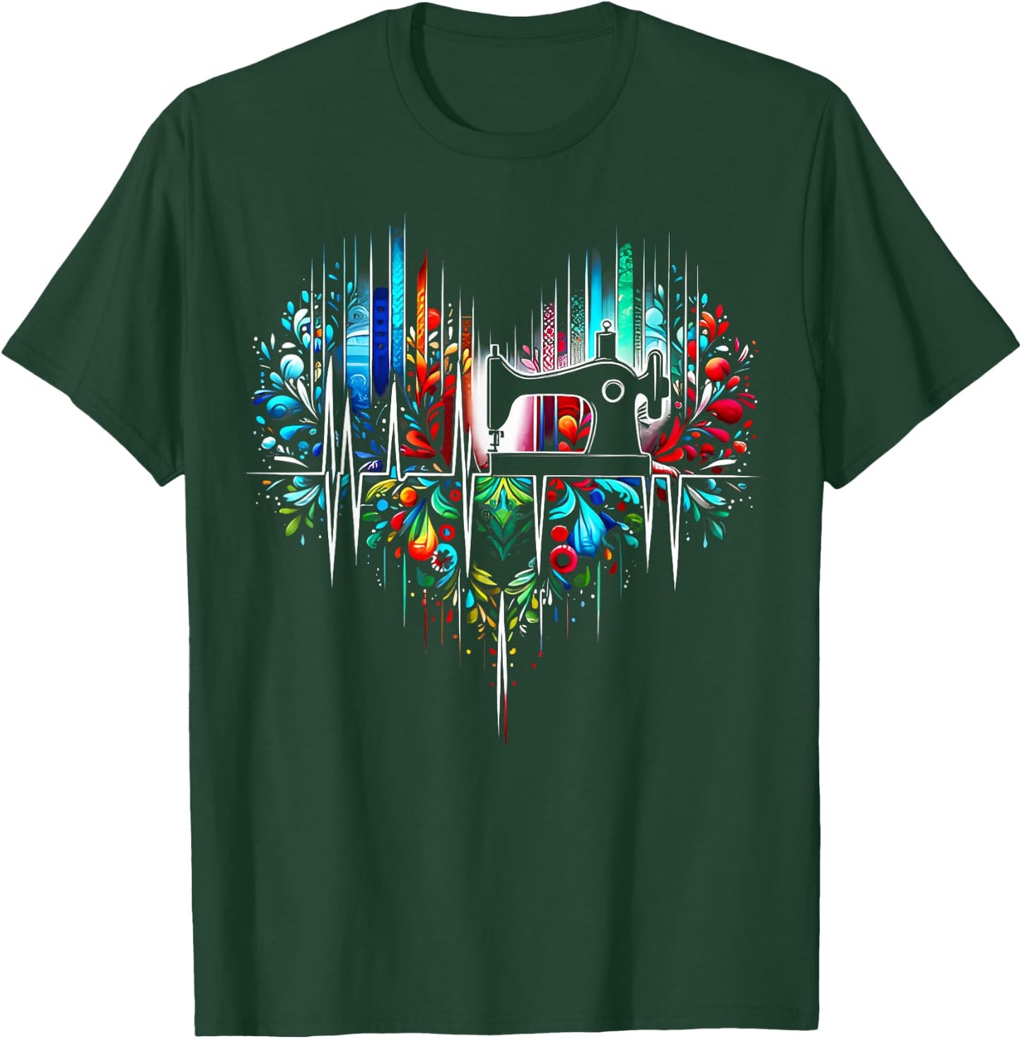 Sewing is My Heart Funny Quilting Sewing Fabric T-Shirt - T-Shirt | Forest