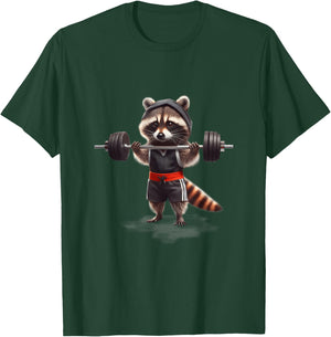 Weightlifting Ripped Raccoon Gym Workout Muscled Raccoon T-Shirt - T-Shirt | Forest