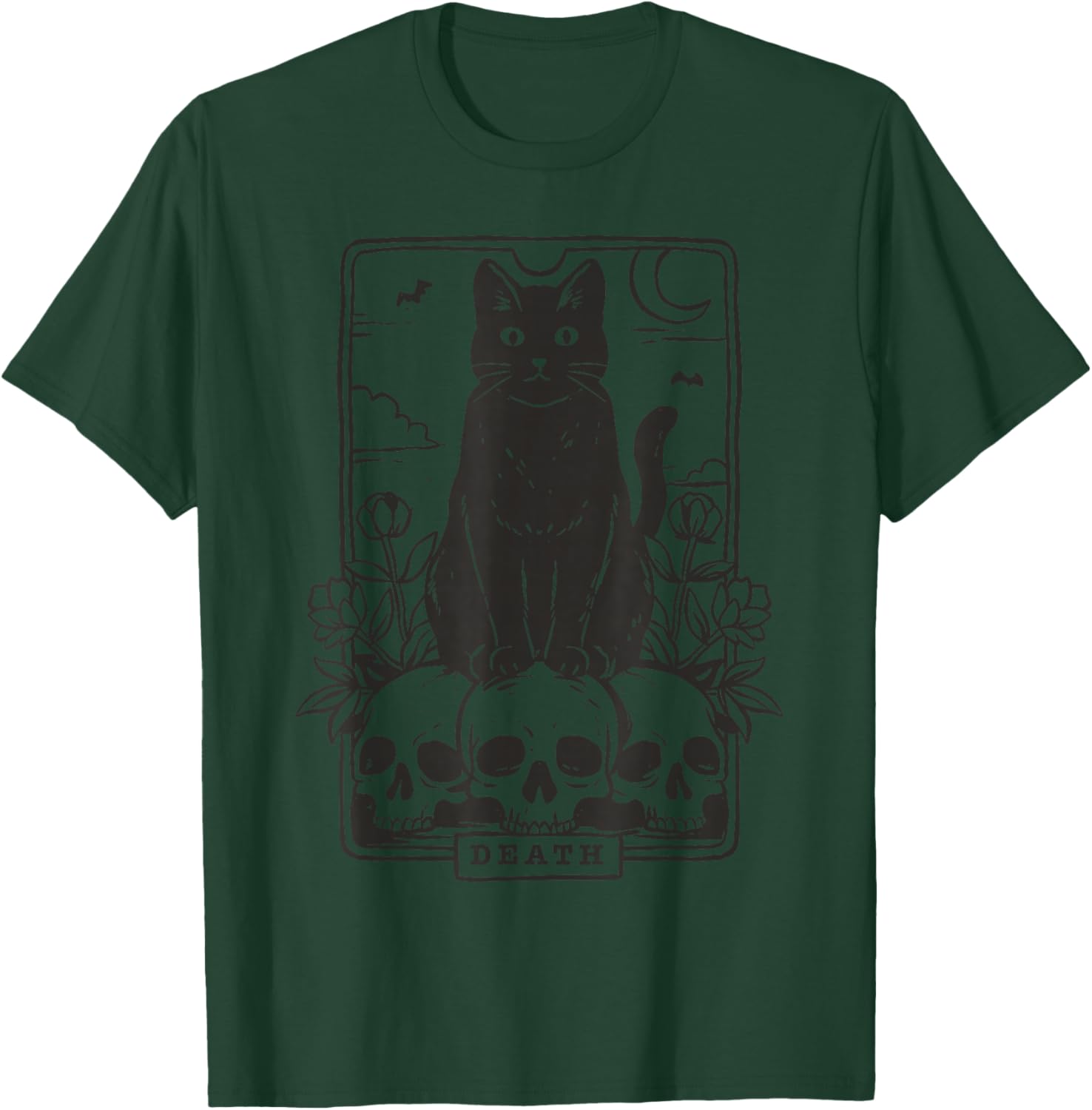 Tarot Card Death Black Cat Occult Satanic Mystical Cat T-Shirt - T-Shirt | Forest