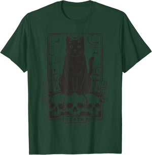 Tarot Card Death Black Cat Occult Satanic Mystical Cat T-Shirt - T-Shirt | Forest
