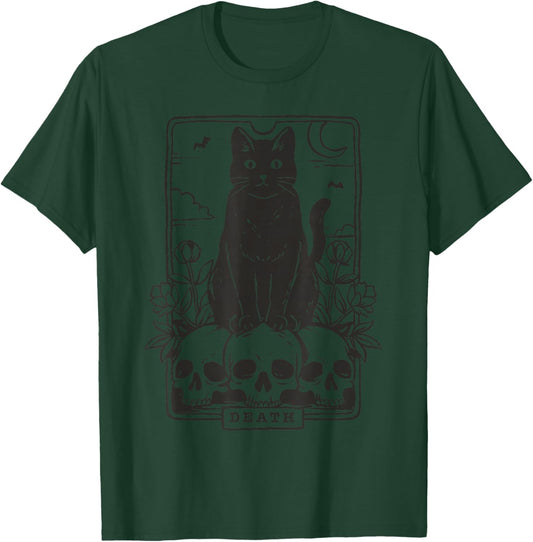 Tarot Card Death Black Cat Occult Satanic Mystical Cat T-Shirt - T-Shirt | Forest
