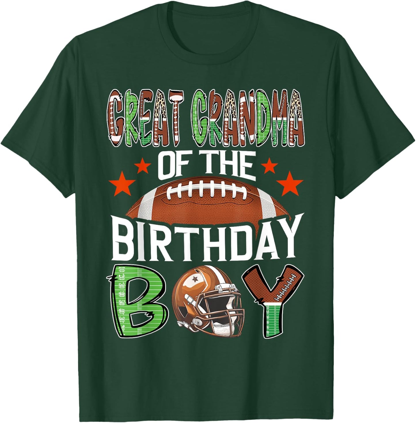 Great Grandma Of The Birthday Boy Game Day Football T-Shirt - T-Shirt | Forest