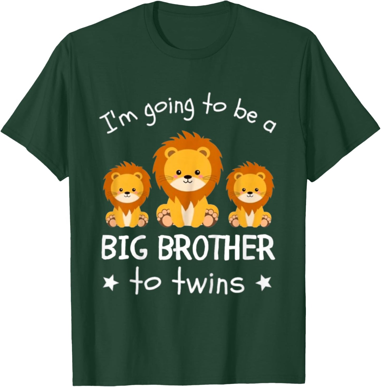 Kids I'm Going To Be A Big Brother To Twins Lion T-Shirt - T-Shirt | Forest