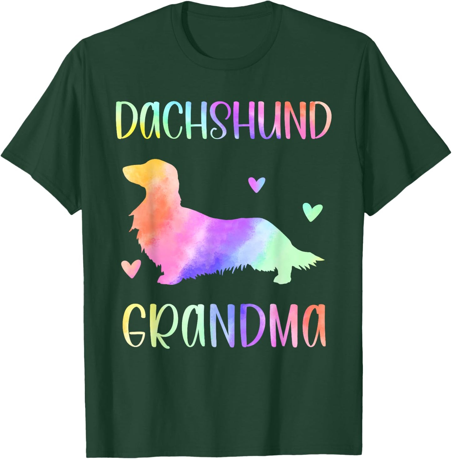 Dachshund Grandma Wiener Dog Nana Rainbow Watercolor T-Shirt - T-Shirt | Forest