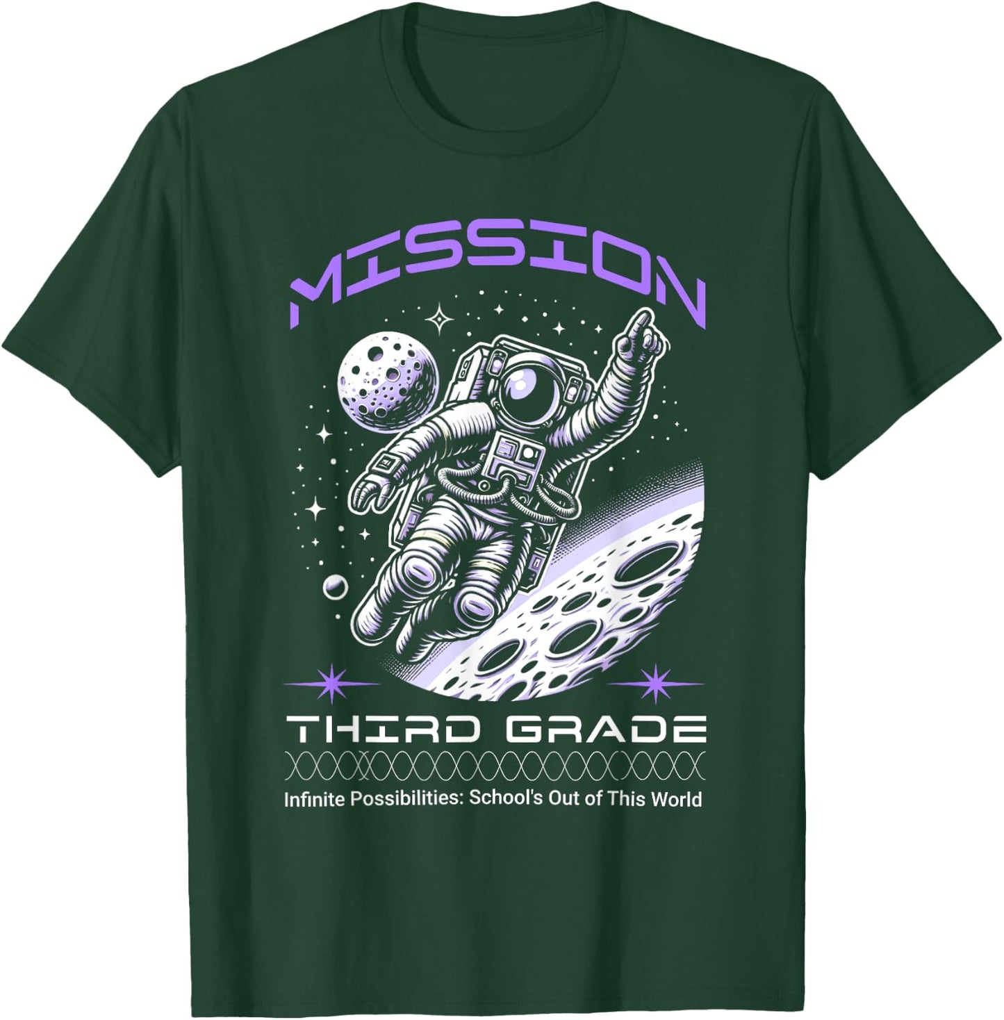 Third Grade Back To School Space Rocket Astronaut T-Shirt - T-Shirt | Forest
