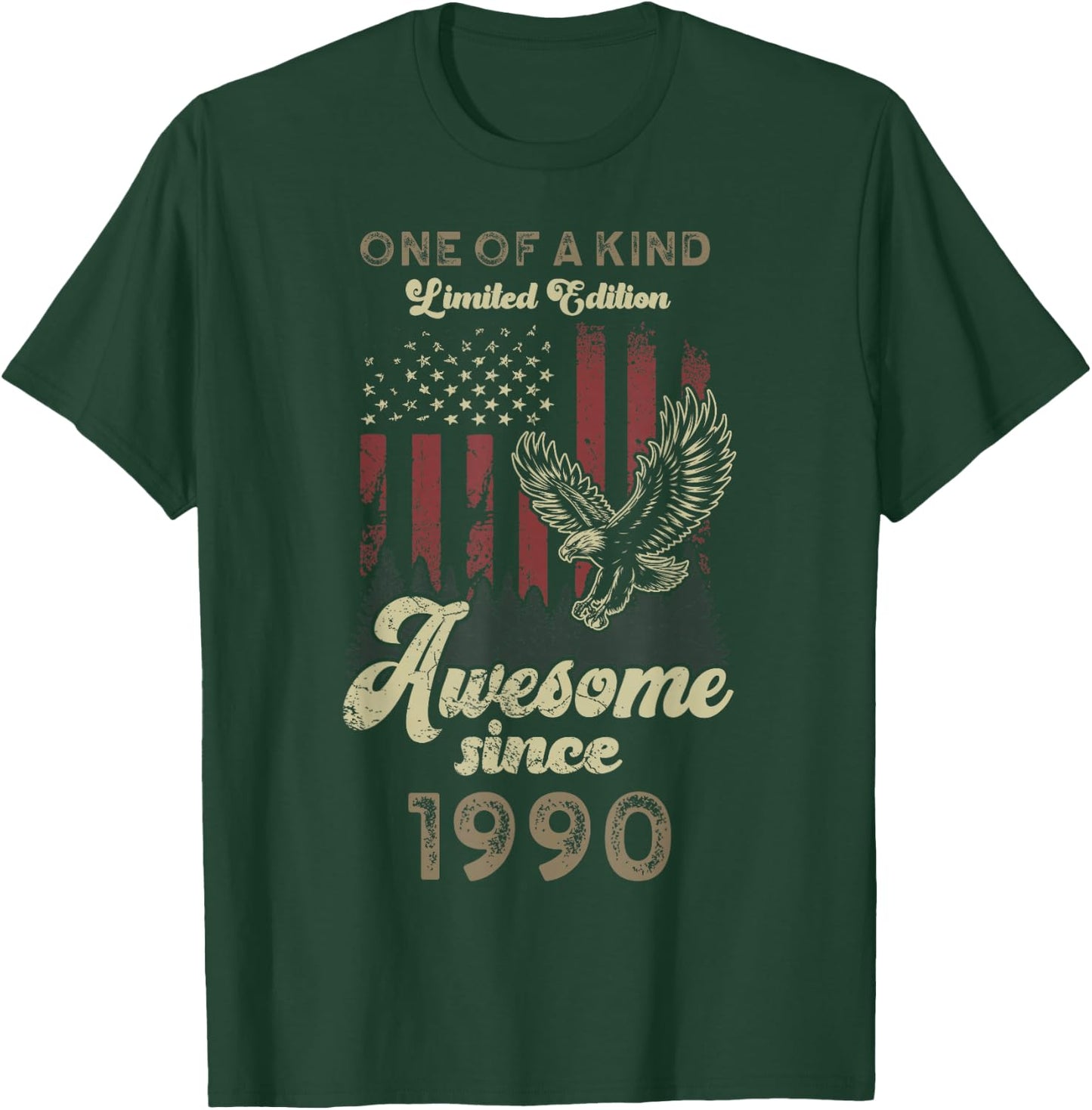 1990 American Flag Eagle 36th Birthday Patriotic T-Shirt - T-Shirt | Forest