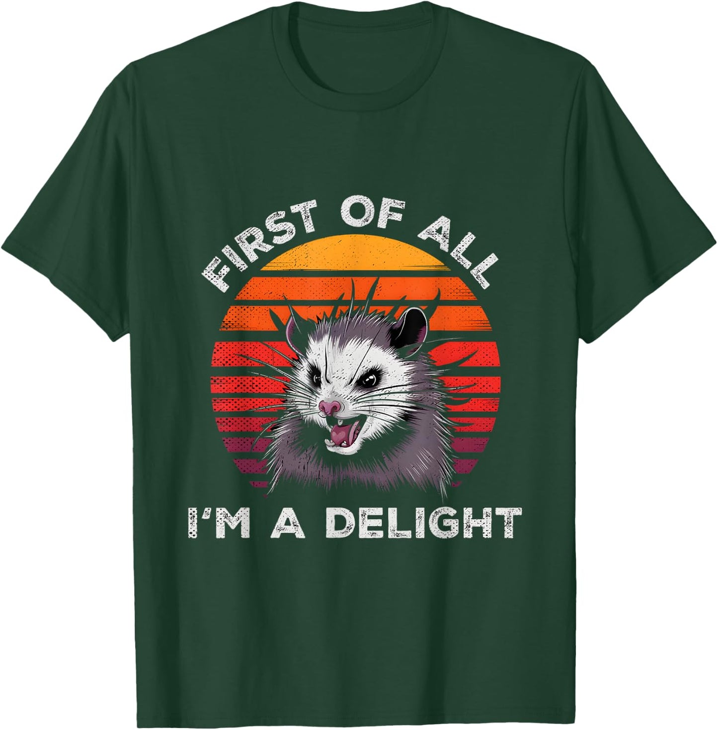 Sarcastic Pun Opossum Men Women First Of All Im A Delight T-Shirt - T-Shirt | Forest